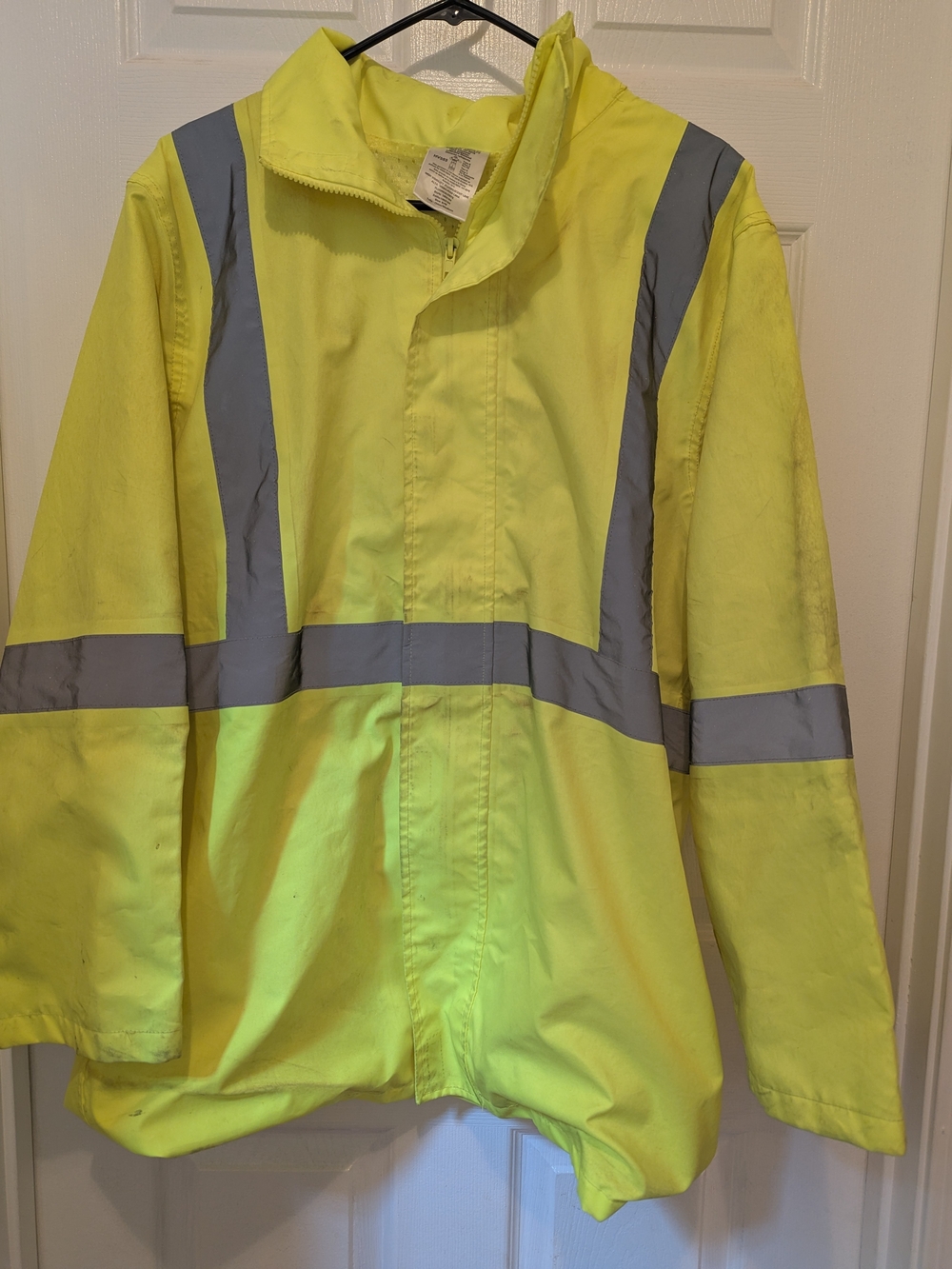 High-Visibility Yellow Safety Raincoat with Reflective Stripes